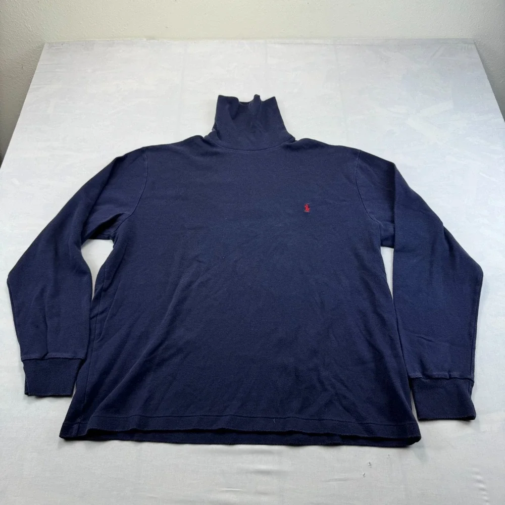 Polo Ralph Lauren Turtleneck Shirt Mens L Navy Long Sleeve Pony Logo Pullover